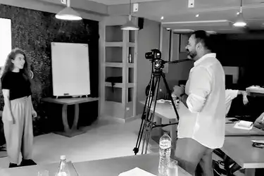 Elyes Baccar directing a participant on camera